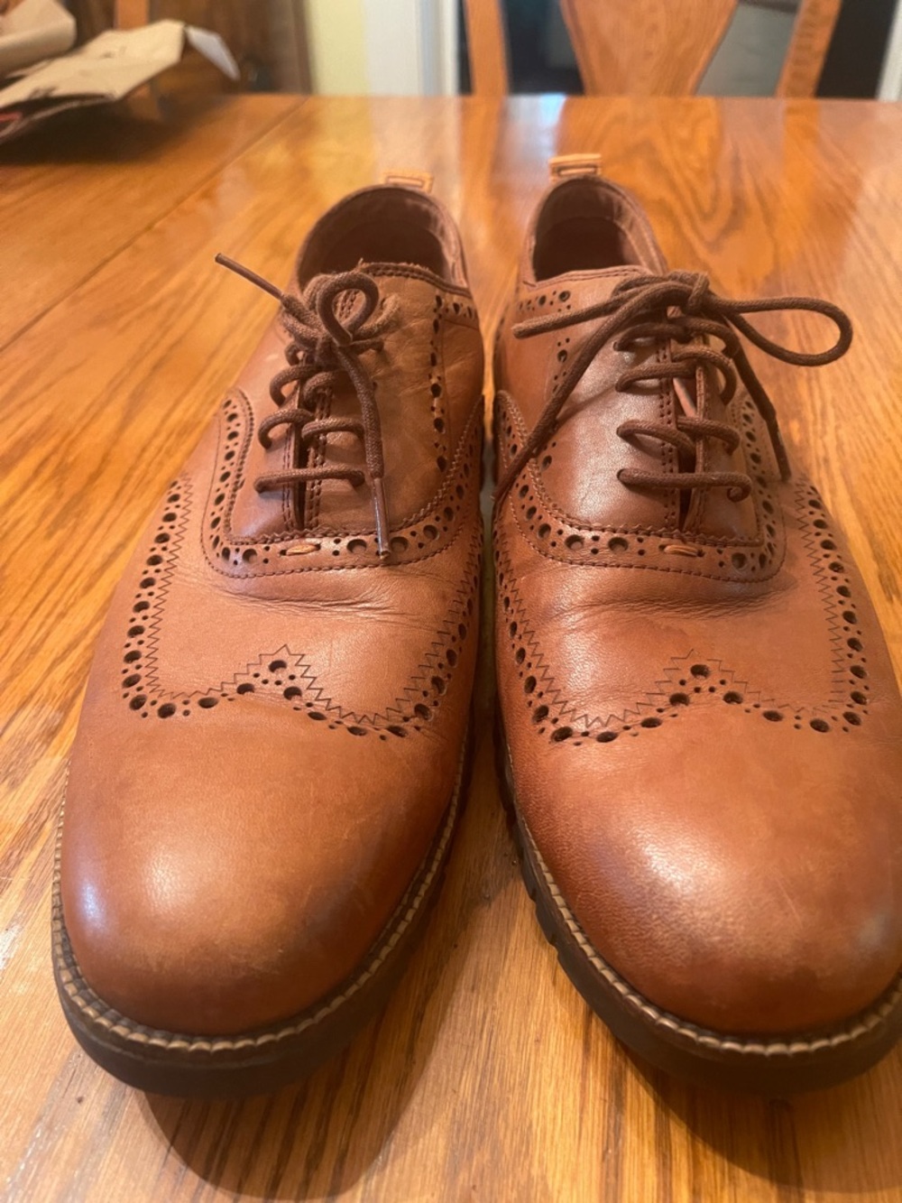 Cole Haan Men's Tan Wingtip Brogue Oxfords